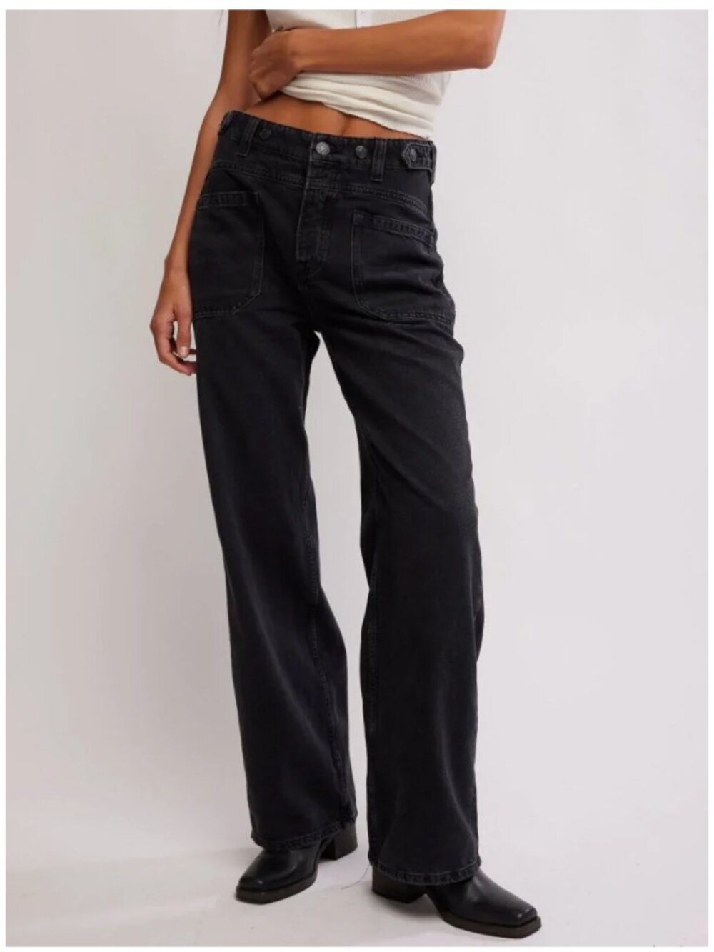FREE PEOPLE NWT We The Free Palmer Cuffed Jeans / Outer Space - 27